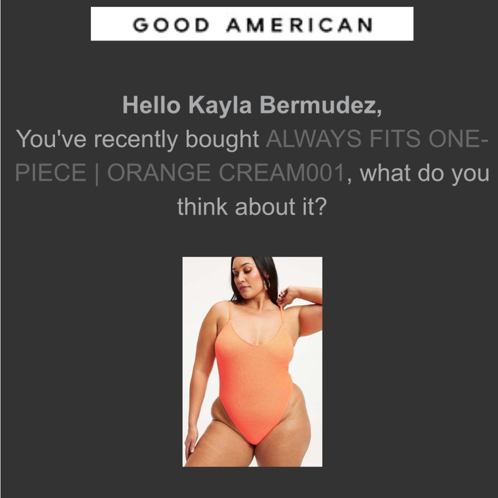 Good American Orange Cream One-Piece Swimsuit and sarong